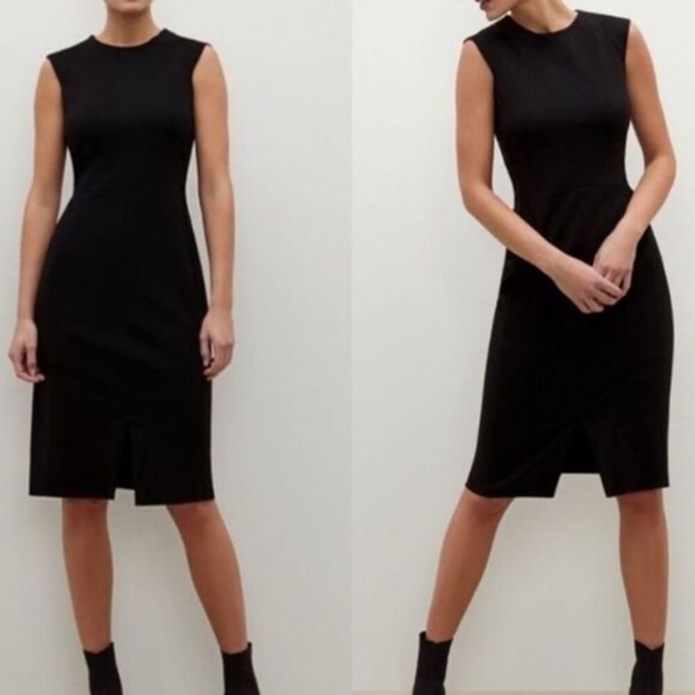 MM. Lafleur Katie Ponte Front Slit Career Sheath Midi Dress Black Size 4